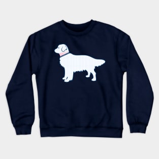 Blue Watercolor Pinstriped Preppy Retriever Dog Crewneck Sweatshirt